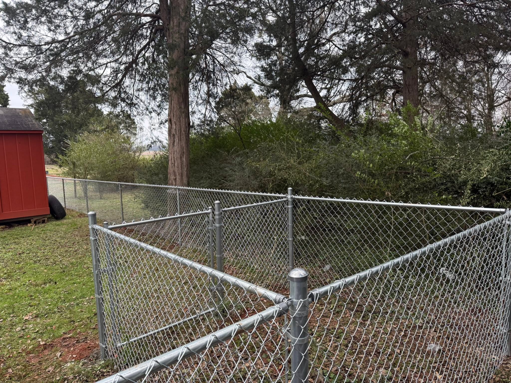 Galvanized chain-link enclosure and gate installation in Northern Alabama Galvanized chain-link enclosure and gate installation in Northern Alabama